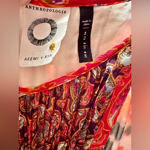 Anthropologie Akemi + Kin Alarie Ruffle Boho Dress, Size 2 in EUC - Picture 6 of 14